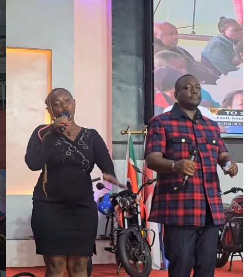 Victor Kanyari with Marion Naipei during church service