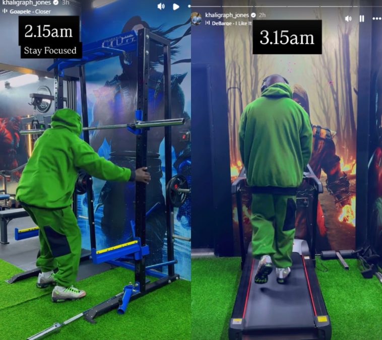 Khaligrah Jones working out. PHOTO/@khaligraph_jones/Instagram