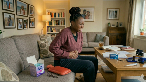 A woman having menstrual pain