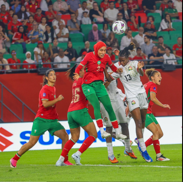 A WAFCON 2026 action action between Kenya and Morocco on Sunday, July 26, 2026 in Rabat. PHOTO/https://www.facebook.com/HarambeeStarlets