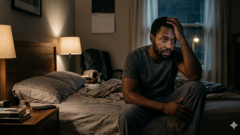 A man having a sleepless night.