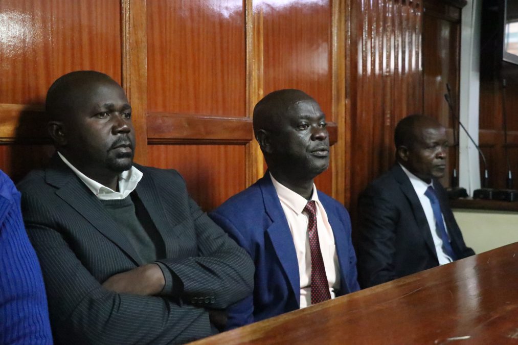 Former Migori governor Okoth Obado, former Migori County clerk Casper Ojwang Obiero and former Obado personal assistant Michael Juma Oyamo appear before Justice Cecilia Githua on Thursday, July 23, 2026.PHOTO/Zipporah Ngwatu