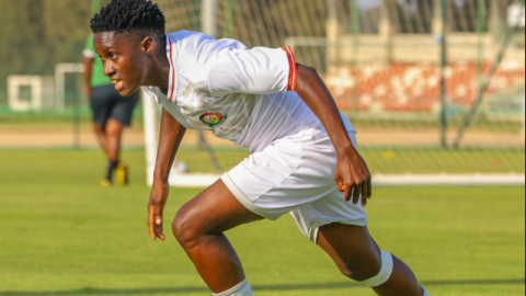 Harambee Starlets midfielder Shirleen Opisa in training ahead of Senegal tie. PHOTO/https://www.facebook.com/HarambeeStarlets/photos