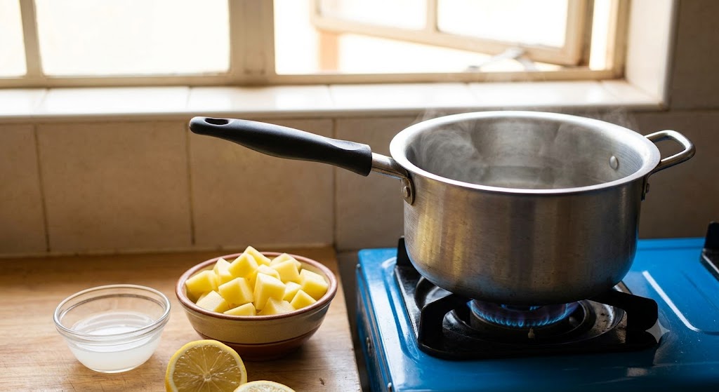 How adding a drop of vinegar keeps boiled potatoes from turning to mush