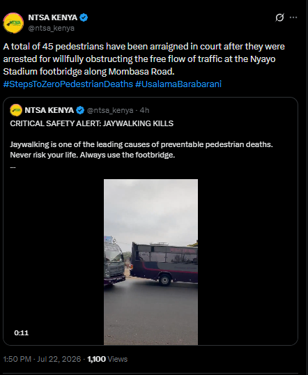 Post by NTSA Kenya.