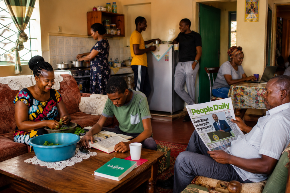 People living in a shared house in Kenya.