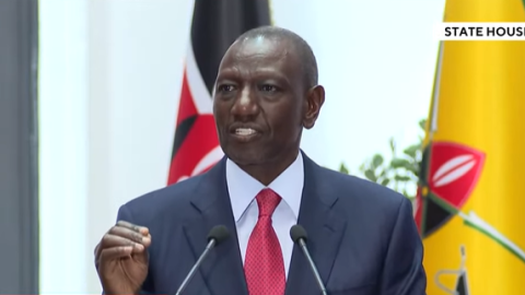 President William Ruto speaks during a special national address from State House, Nairobi, unveiling Kenya's new national development vision beyond Vision 2030. PHOTO/ Screengrab by K24 Digital