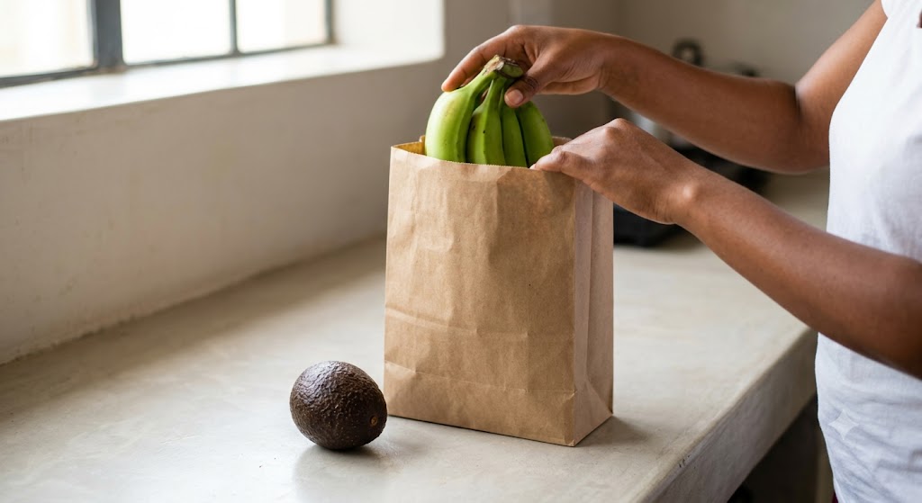 How to ripen green bananas twice as fast using a paper bag