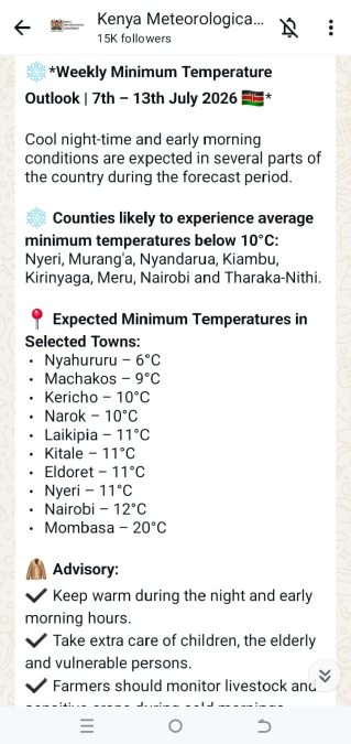 Weatherman lists counties set to have temperature below 10c