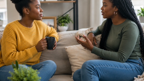 Friends having a conversation.