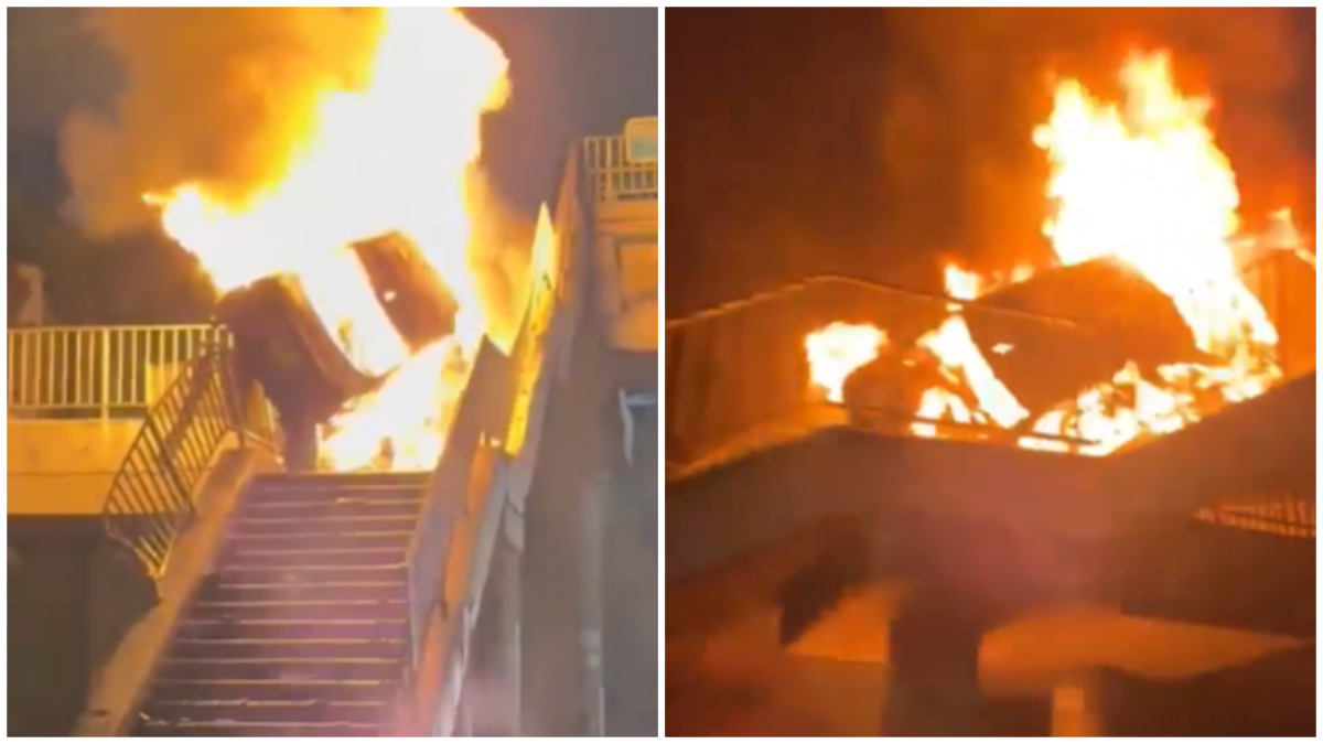 Car bursts into flames after crashing into footbridge on Mbagathi Way