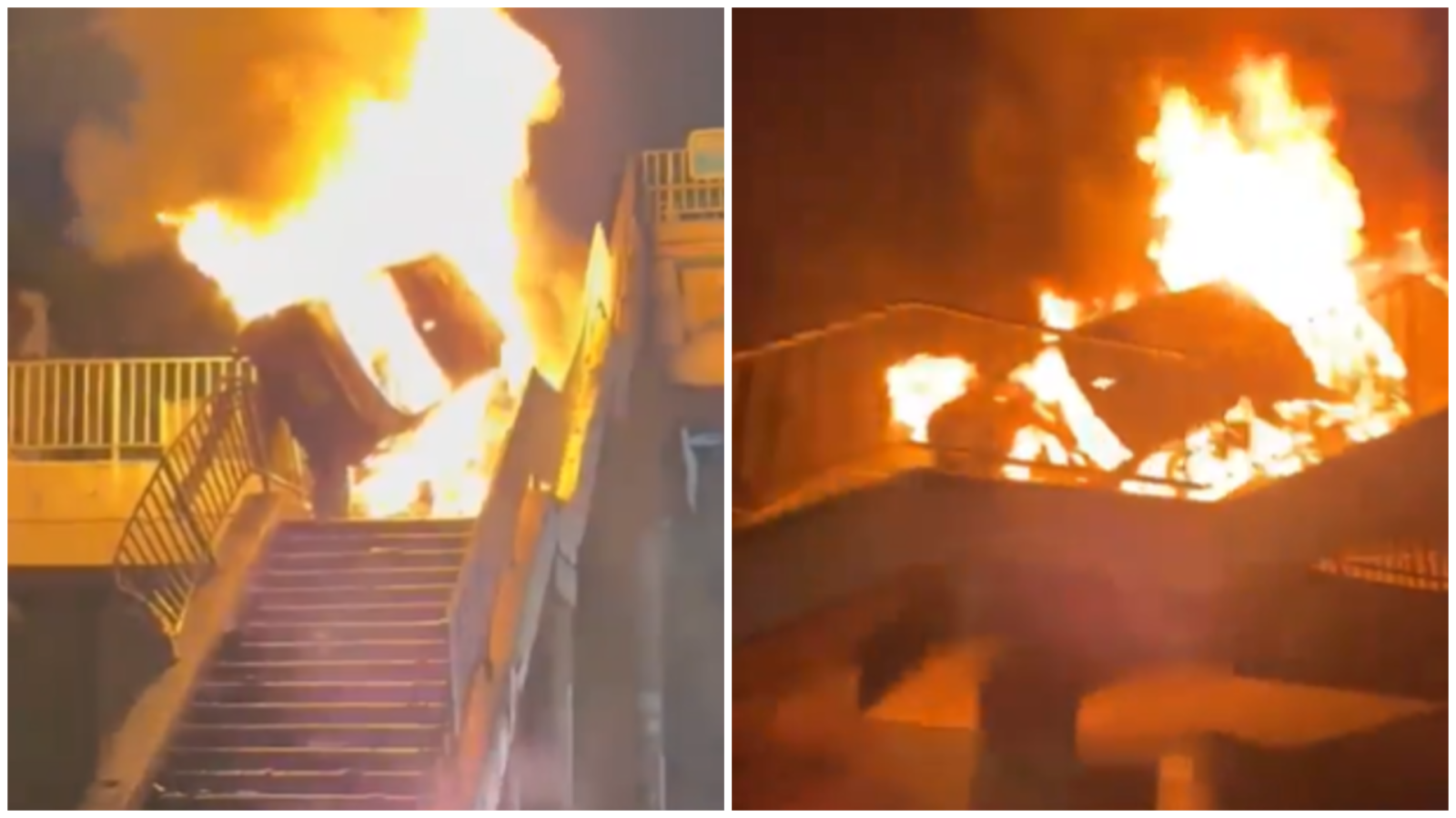 Car bursts into flames after crashing into footbridge on Mbagathi Way