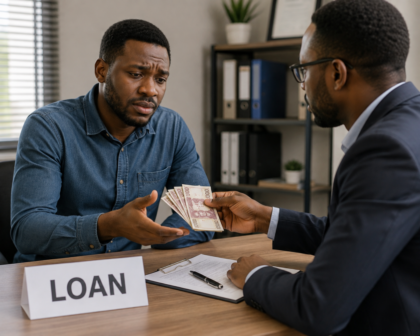 A man borrowing money in cash