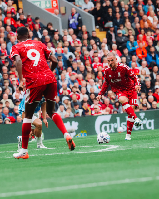 Alexander Isak celebrates in action against Nottingham Forest on Saturday, August 29, 2026 at Anfield. PHOTO/https://www.facebook.com/LiverpoolFC/photos