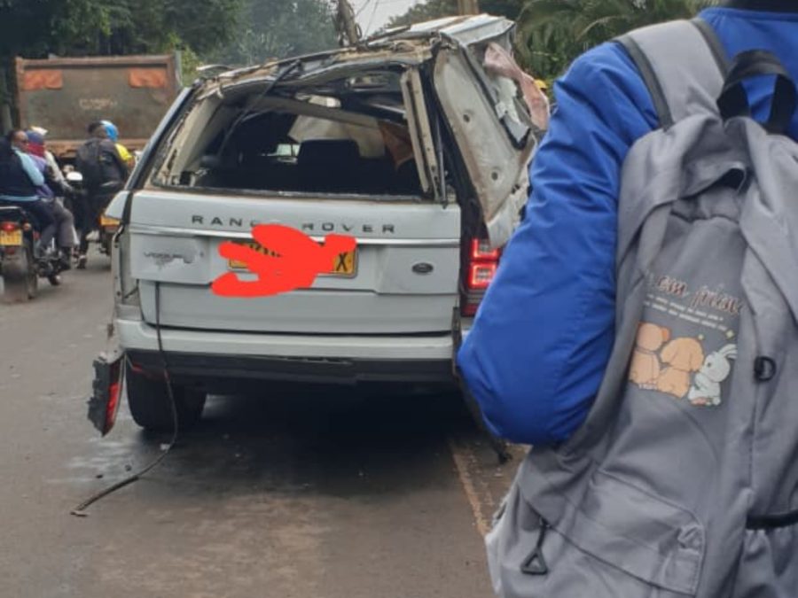 A grisly road accident involving a Range Rover and a boda boda along Riverside Drive in Westlands, Nairobi. PHOTO/David Nthua