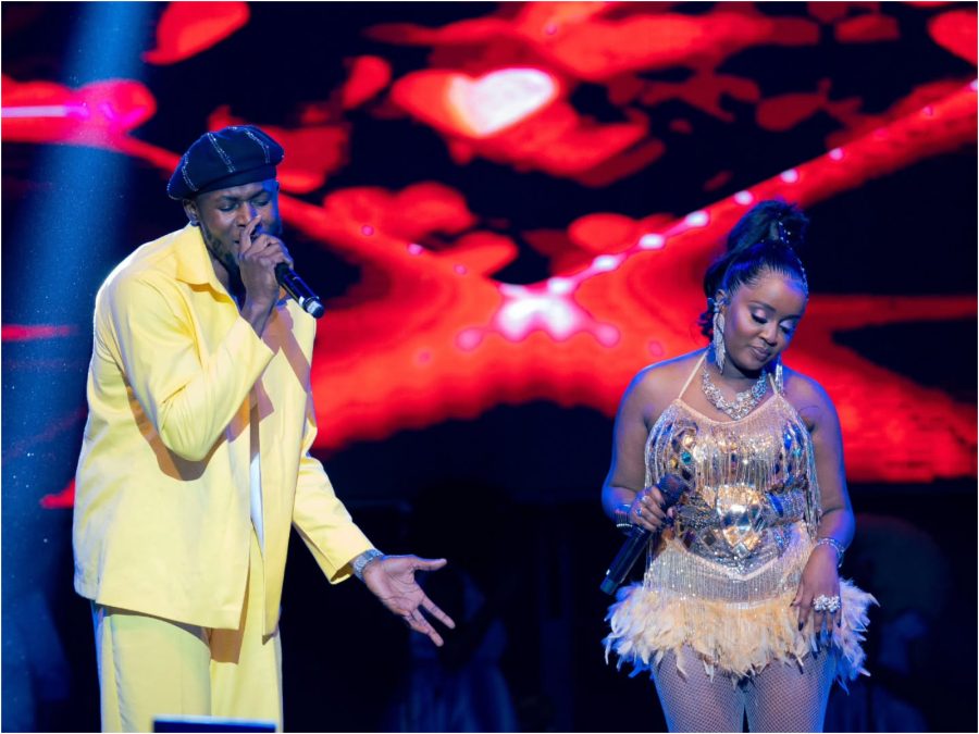 Musicians Nadia Mukami and Arrow Boy on stage at her event. PHOTO/@nadia_mukami/Instagram