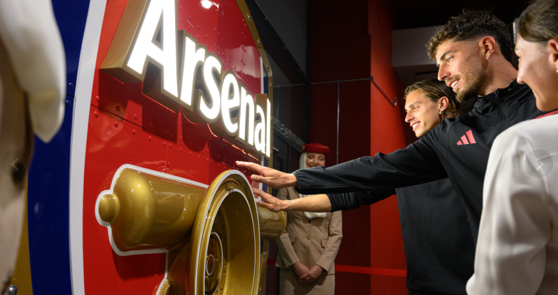 Emirates turns parts of world's largest passenger plane Airbus A380 into iconic Arsenal emblem