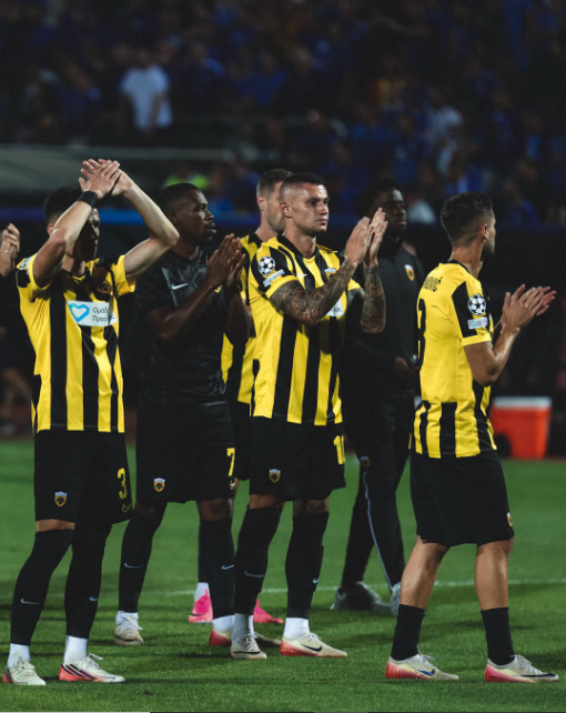 AK Athens players after their Tuesday, August 18, 2026 Champions League play-off fixture against Levinski Sofia. PHOTO/https://www.facebook.com/AEK.FC.OFFICIAL
