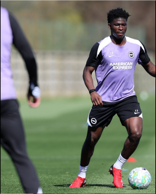 Brighton's Carlos Baleba in training previously. PHOTO/https://www.facebook.com/officialbhafc/photos