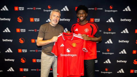 New Manchester United signing Carlos Baleba. PHOTO/https://www.manutd.com/en/news/carlos-baleba-joins-united