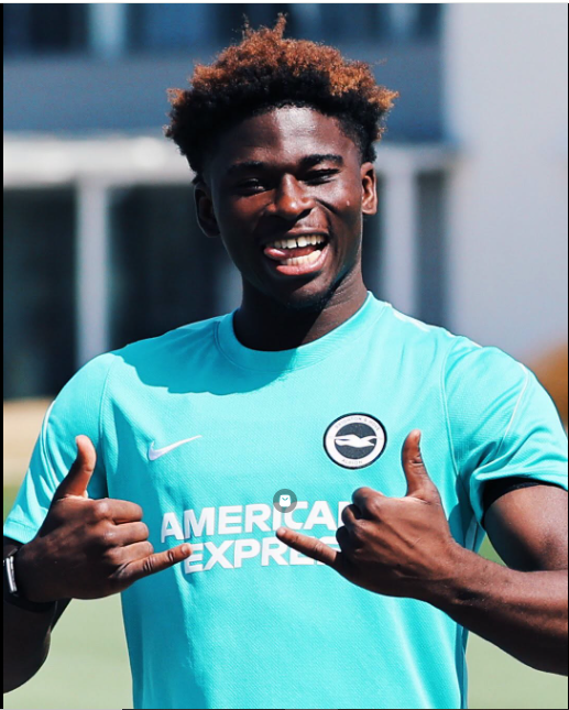 Brighton's Carlos Baleba in training previously. PHOTO/https://www.facebook.com/officialbhafc/photos