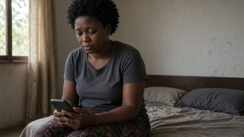 A woman feeling dejected following a breakup.