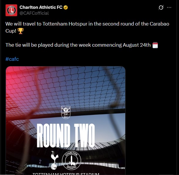 Part of the statement shared by Charlton Athletic on Monday August 10, 2026. PHOTO/Screengrab by K24 Digital/@CAFCofficial/X