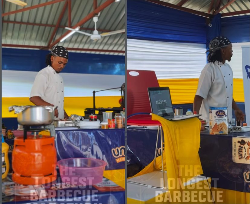 Chef Yusuf Garani attempting to break the Guinness World Record for the longest barbecue marathon.PHOTO/@garani_the _chef/Instagram