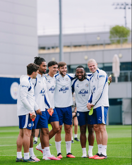 Manchester City players in training ahaed of the FA Community Shiled clash with Arsenal on Sunday, August 16, 2026. PHOTO/https://www.facebook.com/mancity/photos