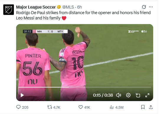 Rodrigo De Paul honoured Lionel Messi following his father Jorge Messi's death with a goal against Monterrey on Saturday, August 8, 2026. PHOTO/Screengrab by K24 Digital/@MLS/X