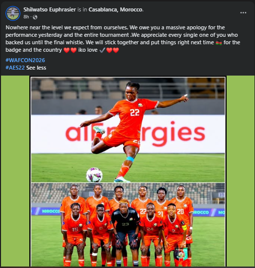 Euphraiser Shilwatso's statement on Harambee Starlets disppointing campaign at WAFCON 2026. PHOTO/Screengrab by K24 Digital/https://www.facebook.com/shilwatso.euphrasier