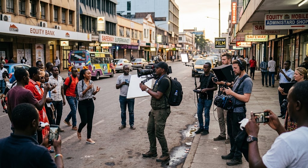 Filmmakers shooting in the streets of Nairobi
