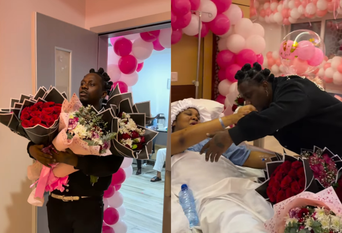Rayvanny surprises Zuchu with 8 flower bouquets and money after birth of baby girl
