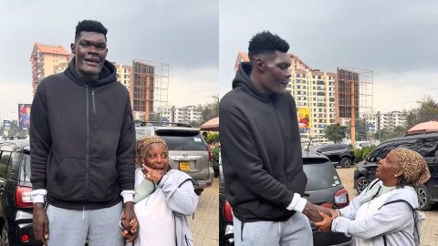 American woman visiting Kenya left thrilled after unexpectedly meeting Gen Z Goliath Bradley Marongo
