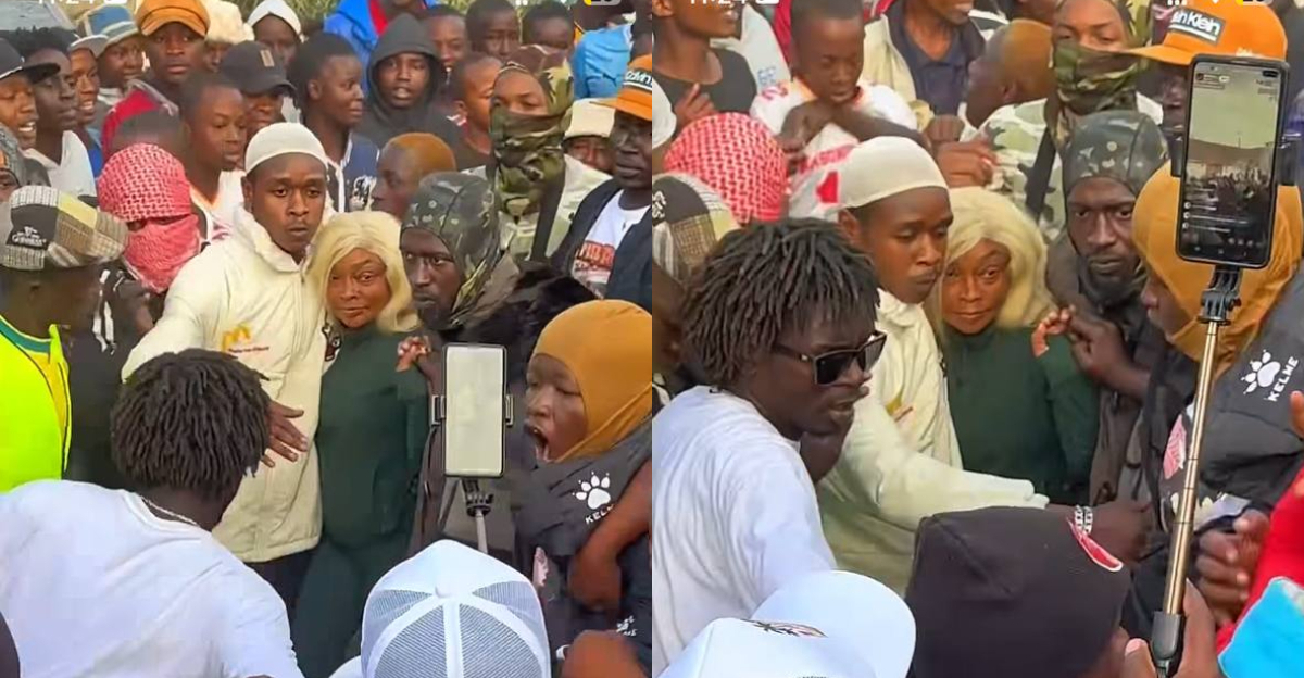 Bodyguards forced to intervene as huge crowd traps VJ Patelo, wife Diana in Embakasi