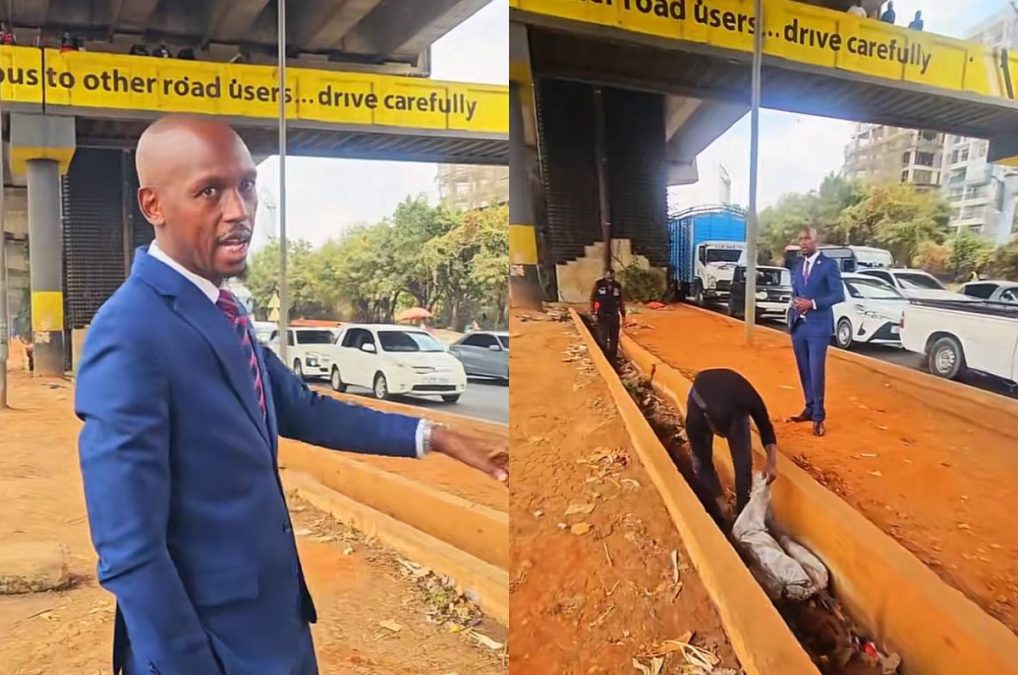 Mosiria cracking down on footbridge offenders at Nyayo Stadium Roundabout. PHOTOS/Screengrabs by K24 Digital of TikTok video by @geoffreymosiria.