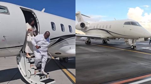 Wicknell Chivayo alights off his private jet. PHOTOS/Screengrabs by K24 Digital of TikTok video by @wicknellchivayo.