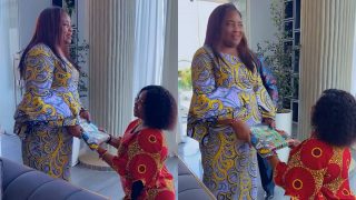 Tanzanian singer Christina Shusho kneels before Ida Odinga, gifts her Kitenge in emotional moment