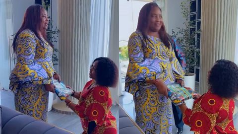 Tanzanian singer Christina Shusho kneels before Ida Odinga, gifts her Kitenge in emotional moment