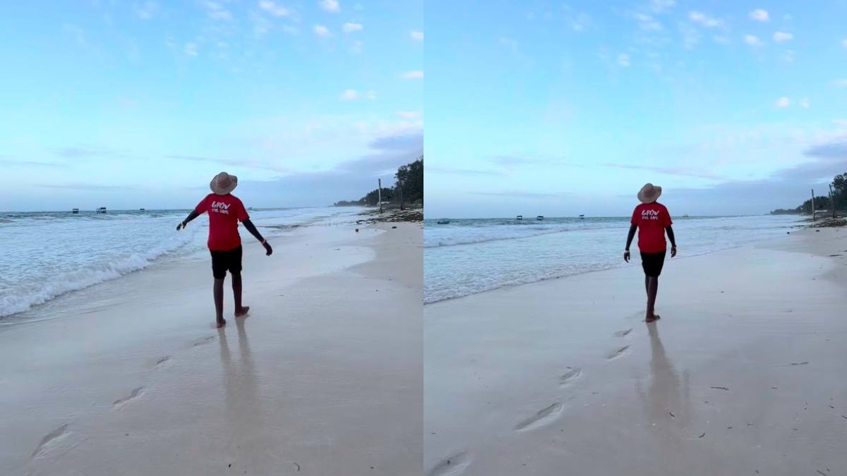 George Ruto enjoys beach getaway, shows off serene moments walking on shore