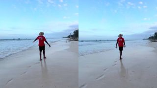 George Ruto enjoys beach getaway, shows off serene moments walking on shore