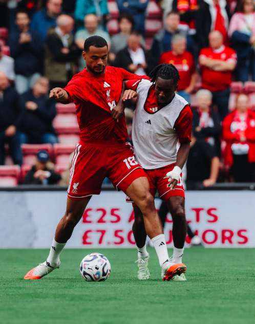Cody Gakpo in training minutes before a league clash against Newcastle United on Saturday, August 29, 2026 at Anfield. PHOTO/https://www.facebook.com/LiverpoolFC/photos