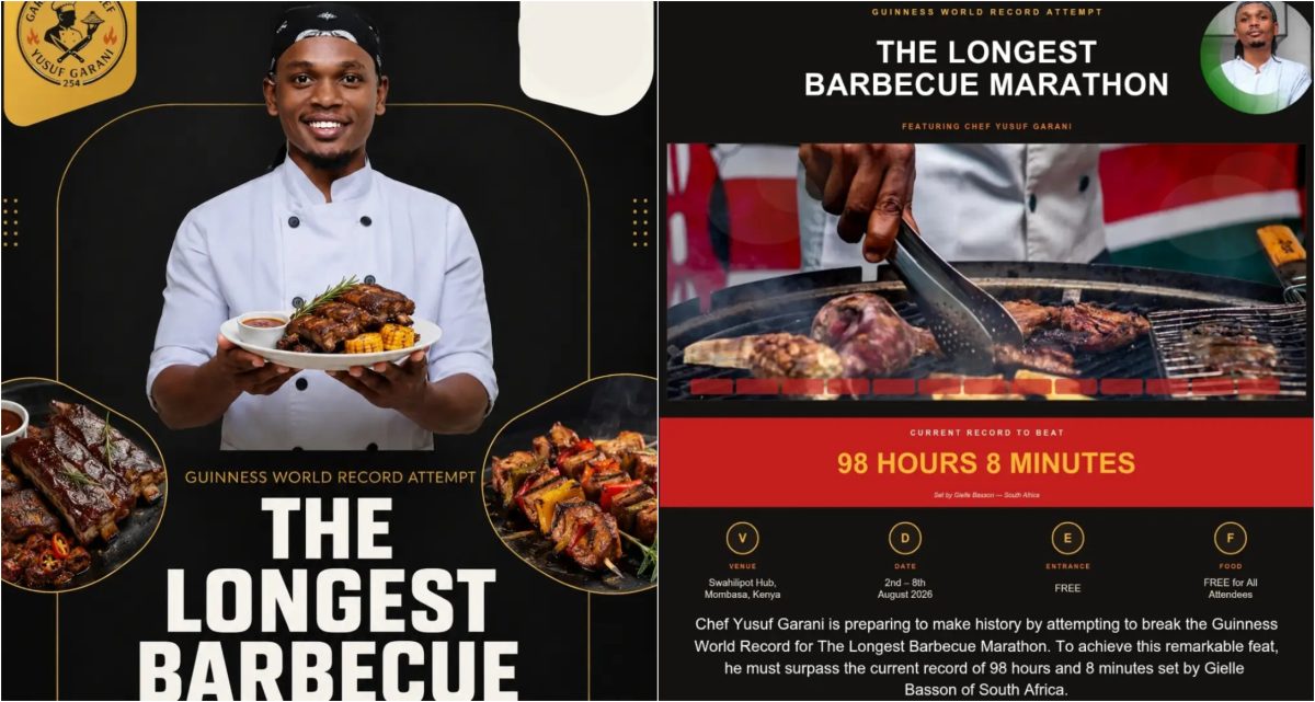 Chef Yusuf Garani attempting to break the Guinness World Record for the longest barbecue marathon.