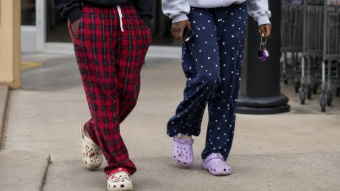 Gen Z on errands while wearing pyjamas.