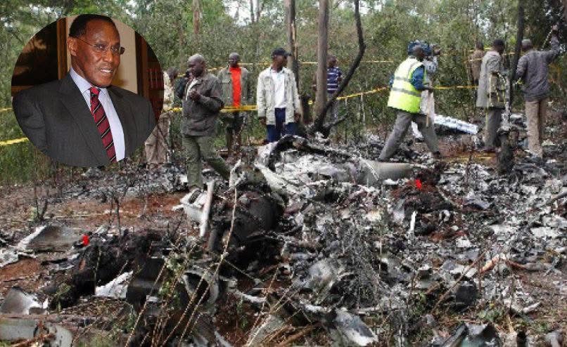 What remains of the helicopter that crashed in Kibiku Forest near Ngong Hills on June 10, 2012, killing then-Internal Security Minister George Saitoti and Assistant Minister Orwa Ojode.