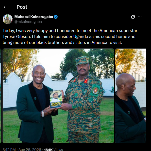 A post shared by Uganda’s Chief of Defence Forces (CDF), Gen Muhoozi Kainerugaba, on his X account. PHOTO/Screengrab by K24 Digital