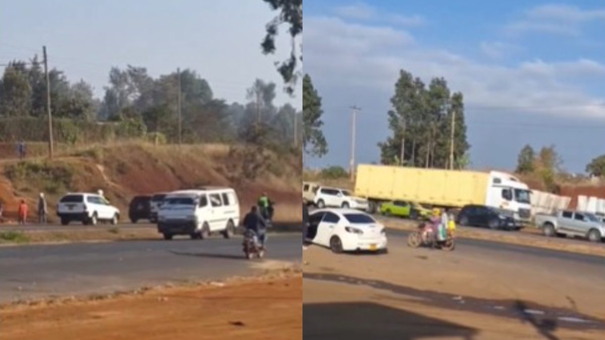 Uproar as goons block road at Kabati on Thika-Kenol Highway