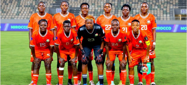 Harambee Starlets defender Euphraiser Shilwatso in action with Harambee Starlets at WAFCON 2026. PHOTO/Screengrab by K24 Digital/https://www.facebook.com/shilwatso.euphrasier