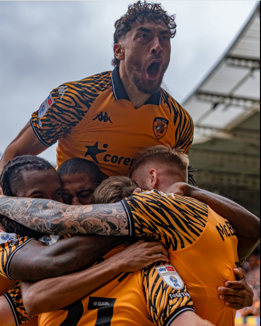 Hull City players celebrate one of their pre-season goals recently. PHOTO/https://www.facebook.com/hullcity/photos