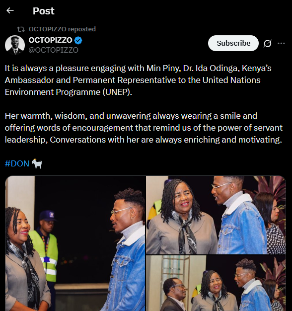 A post shared by Octopizzo on his X account. PHOTO/Screengrab by K24 Digital